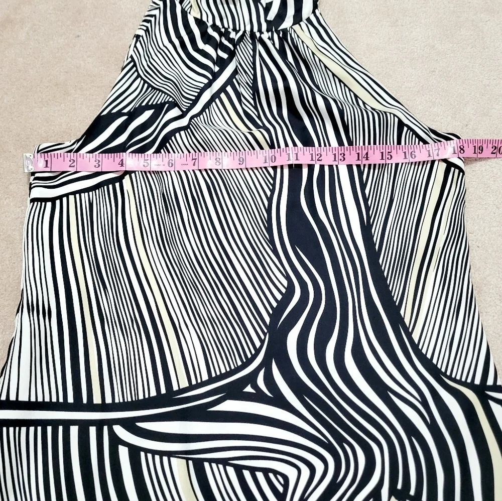 White House Black Market 100% Silk Halter Dress Size 6 Zebra Print Neck Tie - Picture 8 of 13